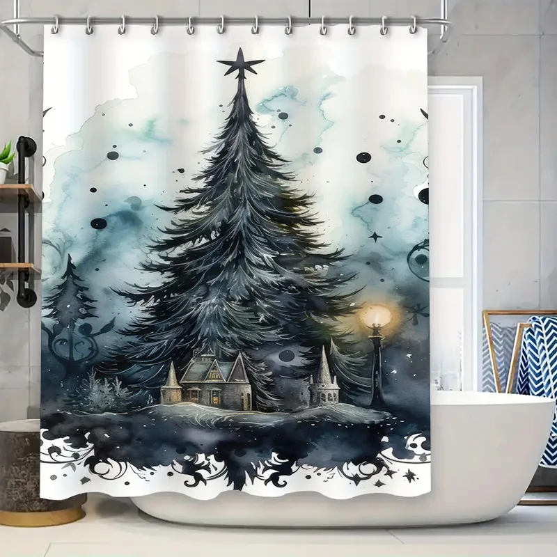 Tuniu باطني الغابات ستارة حمام القوطية المشهد دش الستار مخيف هالوين ديكور خمر الظلام الأكاديمية غرفة مقسم Bac #5