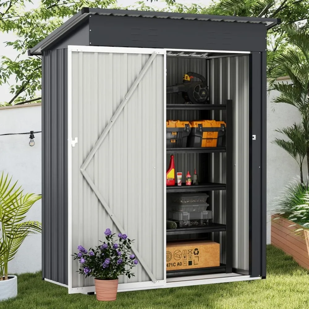 

5 X 3 Feet Outdoor Storage Shed with Sloped Roof and Lockable Door, for Backyard, Garden Tool Shed Storage House
