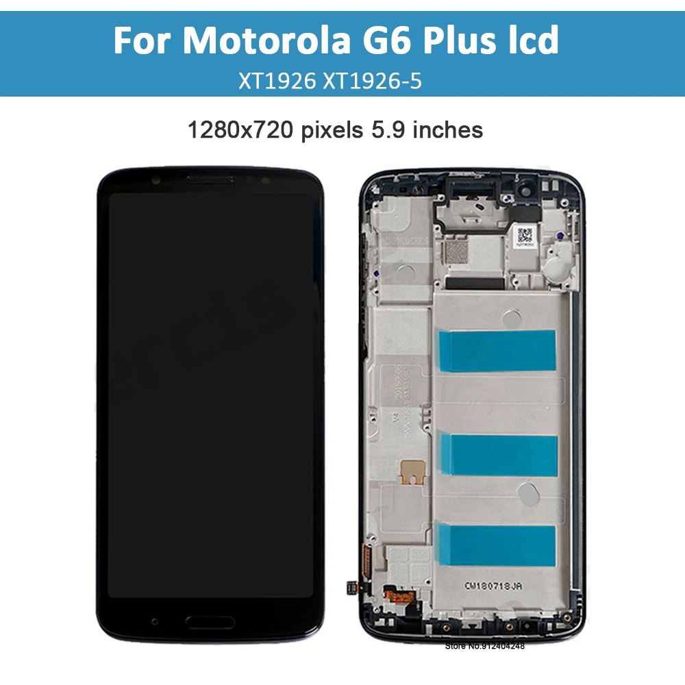 Imagem -02 - Original Display Lcd para Motorola Tela de Toque com Moldura Substituição Digitador Moto g6 Plus Xt192 59 Polegadas