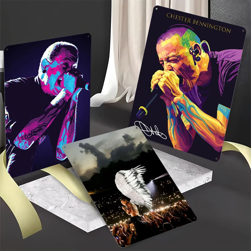 Chester Bennington Hot Pop Singer Retro Tinplate Posters Customizable Wall Art Vintage Metal Signs for Decoration Aesthetic Home