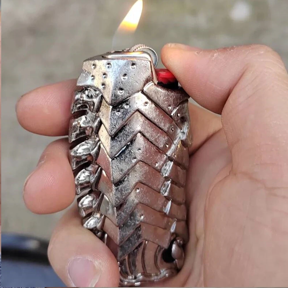 BIC Armor J6 Lighter Cover Thickened Metal Creative Play Punk Lighters Decorative Cover 122g
