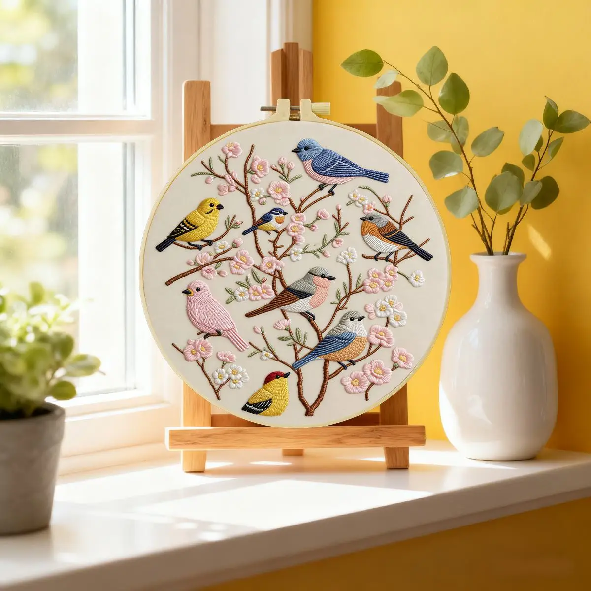 1 Stück 20X20CM/15X15CM 7,87/6,3 Zoll Tier - Vögel Stickerei Starter-Kit DIY-Kit DIY-Stickerei-Set Handarbeiten Malerei – Detail 1