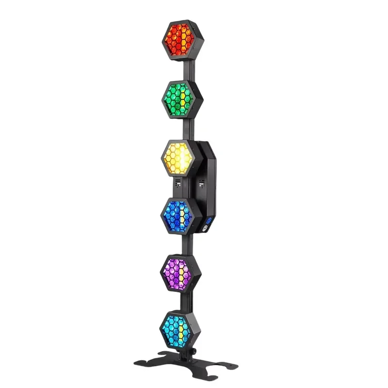 Retro Hexagonal 6 Head LED Stage Light RGB DMX512 Pixel Control Cellular Blackout Effect Lamp for Wedding Concert Party