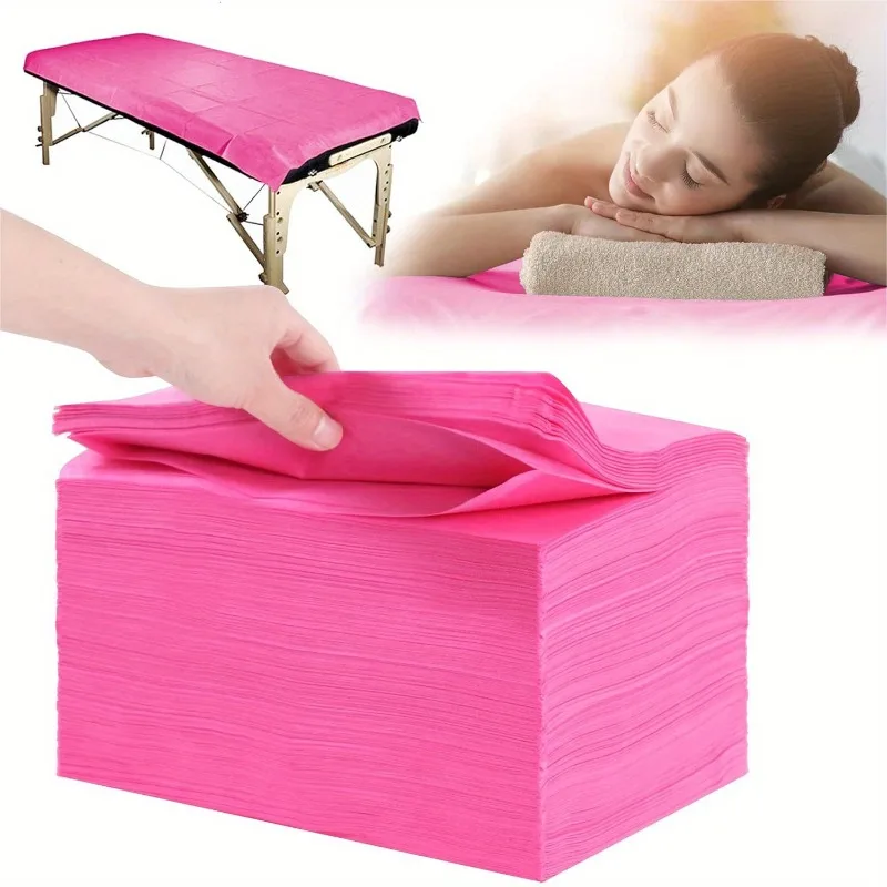 50pcs/set Disposable Massage Bed Sheets - Breathable Non-Woven Fabric SPA Bed Cover Multi-Purpose Hotel Bed Linens for Salon Use