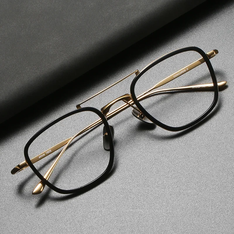

Top Grade Square Women Double Beam Titanium Glasses Frame CONCORDE2 Japanese Designer Prescription Acetate Large Men Eyeglasses