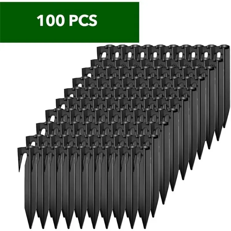 A36T-100Pcs Plastic Boundary Wire Stakes Lawn Pegs Landscape Staples For Use In Garden Lawn Fence Lawn Mover Cable Peg
