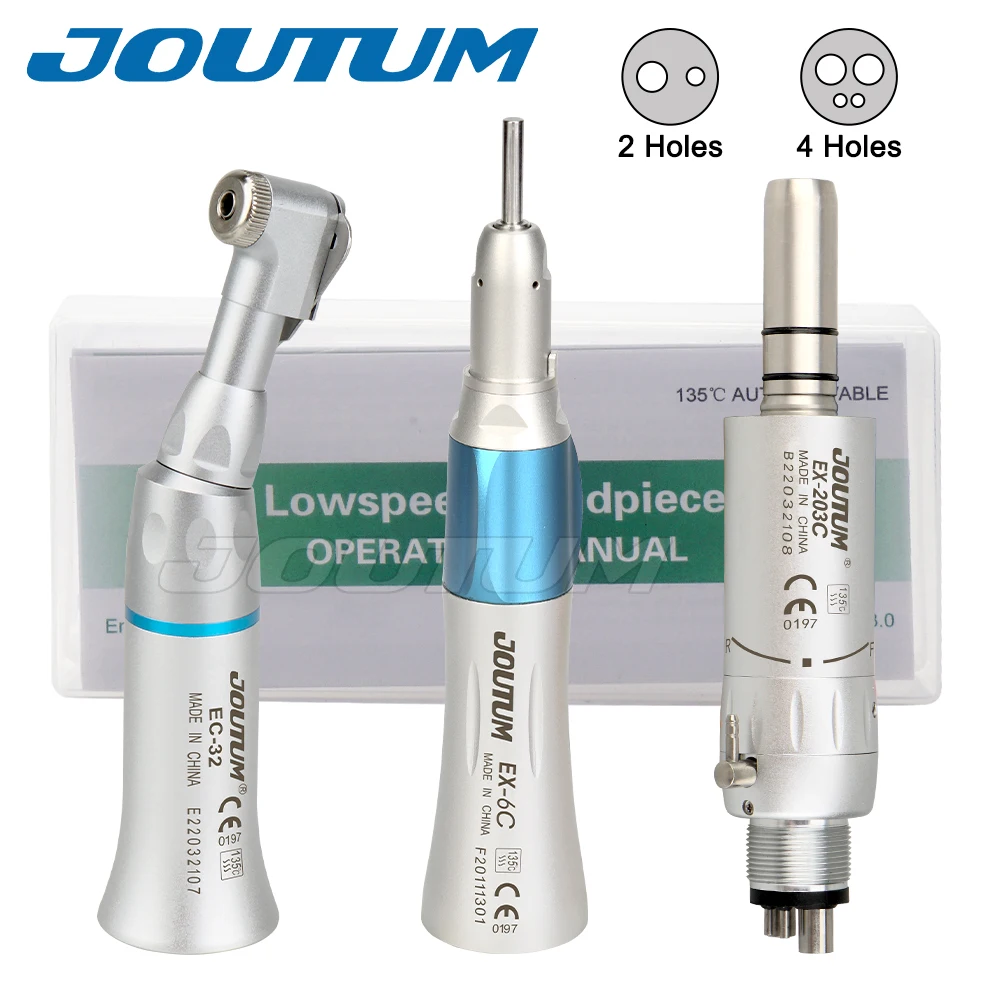 Dental Low Speed Handpiece Kits 203C 2/4 Hole Air Motor Contra Angle Straight Handpiece Dentists Equipment Tools