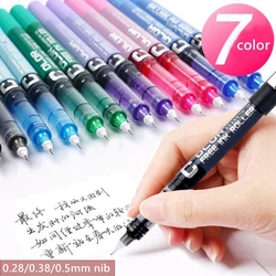 Bolígrafos de Gel de rodillo líquido recto de gran capacidad, punta de aguja, bolígrafo de tinta de color, papelería escolar y de oficina, 0,28/0,38/0,5mm, 7 unidades por juego