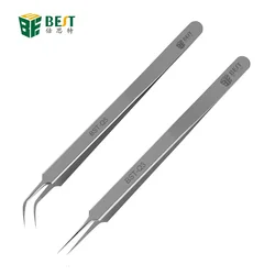 BST-Q3/Q5 Stainless Steel Superfine Pointed Fly Line Tweezers Precision Elbow Fixture Microscope Fingerprint Special Tweezers