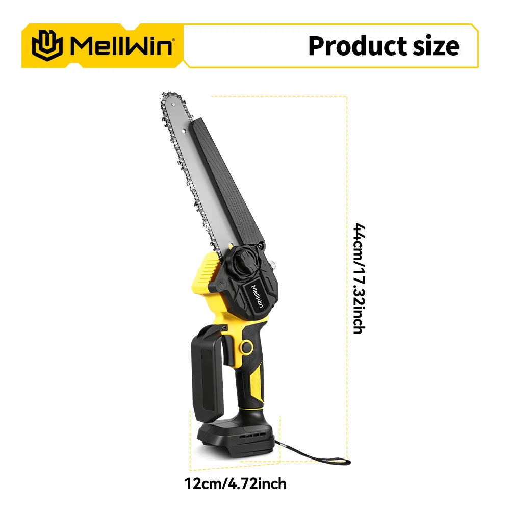 MELLWIN Bürstenlose 8-Zoll-Elektrokettensäge, tragbare elektrische Säge, Holzbearbeitungs-Gartenwerkzeug, Baumsäge für Makita 18V Akku – Detail 6