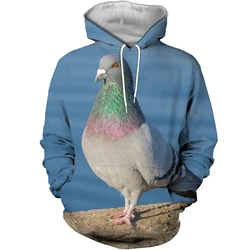 3D Print Pigeon Animal Pattern Hoodie Men Long Sleeve Pullover Sweatshirt Funny Cute Design Casual Clothes Oversize Hoodies Coat
