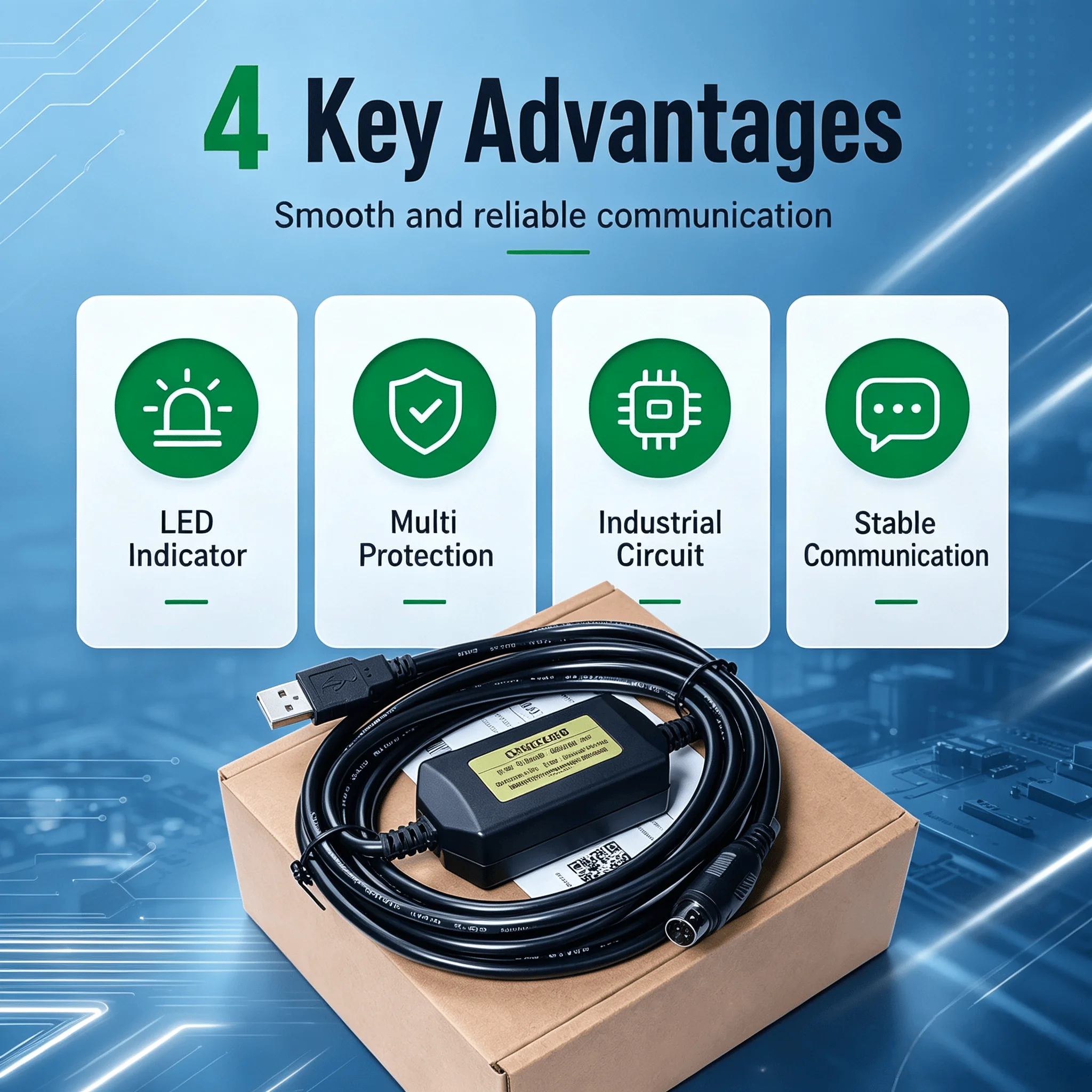 TSXPCX3030 USB to 8-Pin PLC Programming Download Cable for Schneider Twido NEZA, 3M 5V Stable Communication Cable