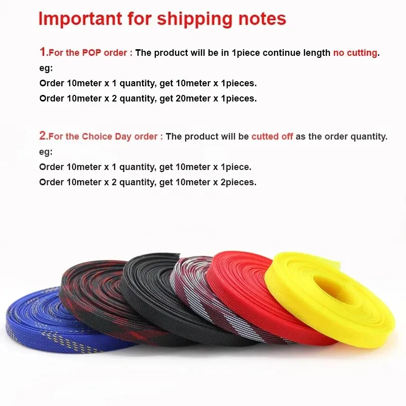10/50m 12colors Cable Sleeve PET Expandable Braided Sleeving 2mm - 40mm High Density Nylon Mesh Tube Wire Insulated Sheath