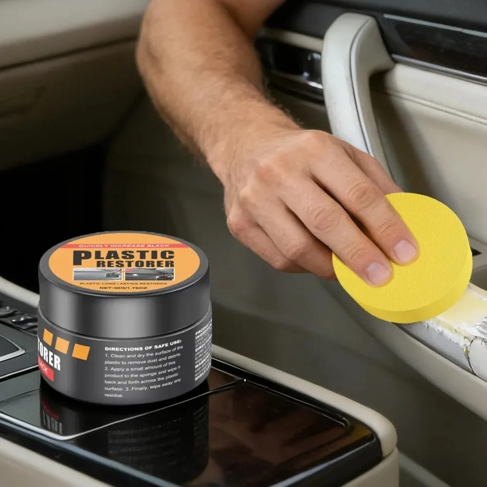 Leather Restorer And Black Plastic Restorer For Cars Car Interior Cleaner Conditioner Scratch Repair Balm With Sponge For Seats