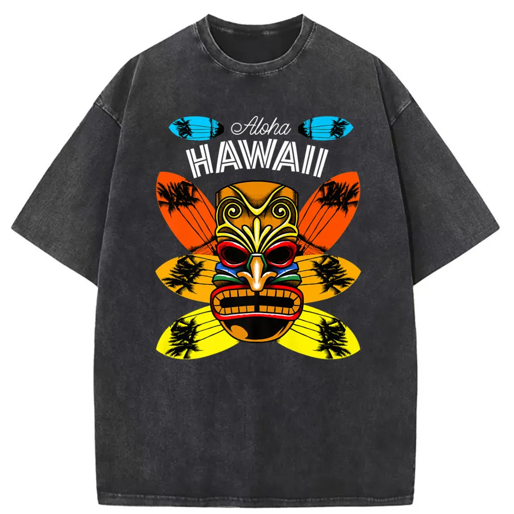 A Oha Hawaii Tiki And Europe Tshirts Brand New Male Sweatshirts Men Long Sleeve Vintage Tshirt Summer/Autumn Retro Tee Tops