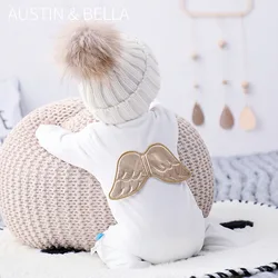 Spring Autumn Baby Romper Kids Girls Boys Baby Clothes Long Sleeves White Back Wing Jumpsuit Kids Casual Clothes Newborn Outfits