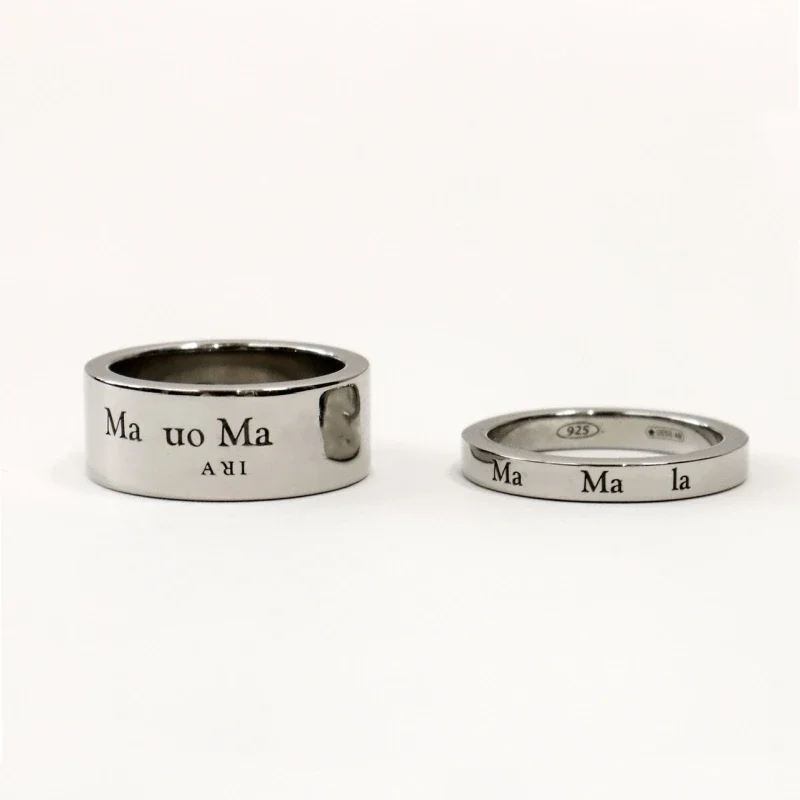 2Letter Ring 925 Silver Men's and Women's Personalized  Original Narrow Edge Engraved Couple