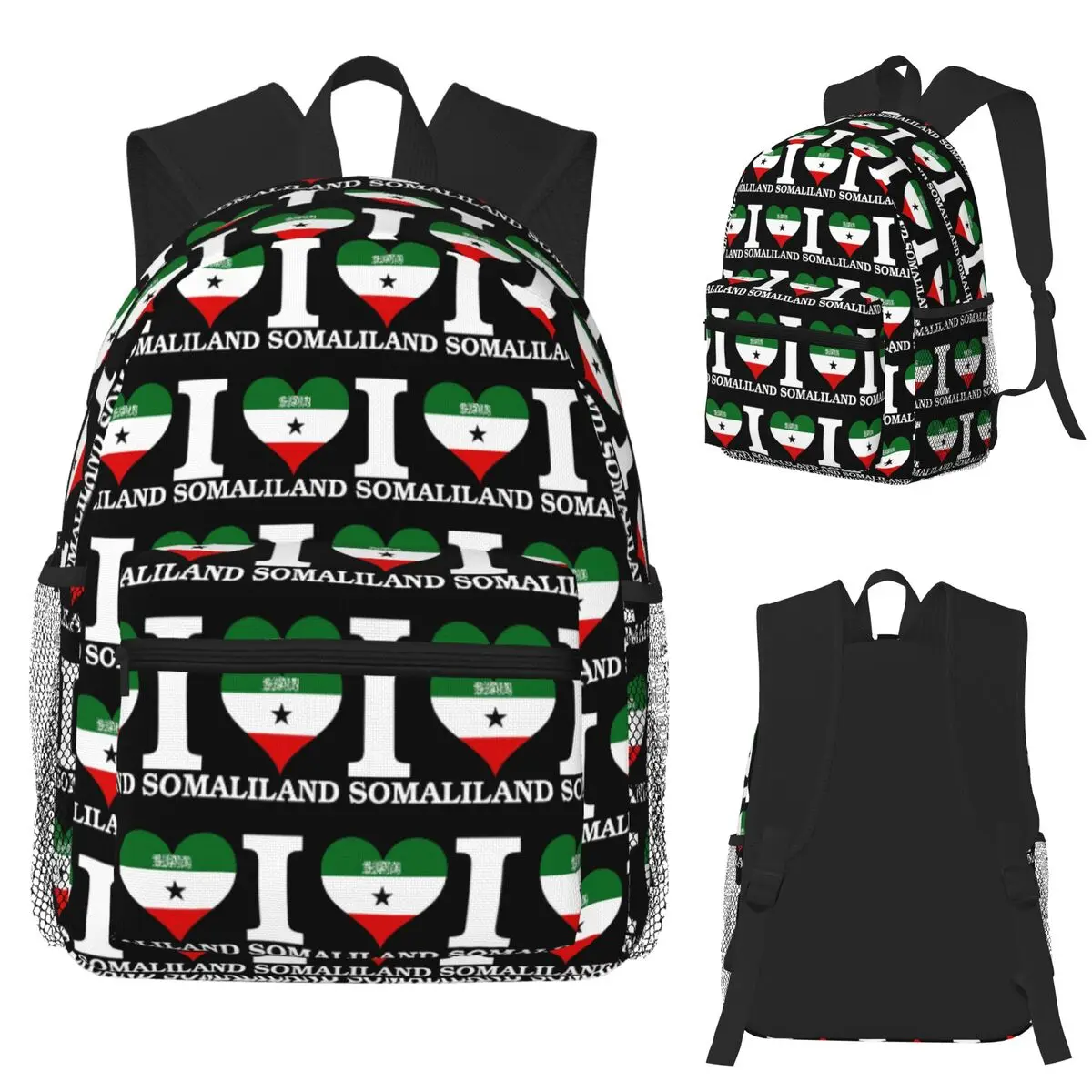 

I LOVE Somaliland Flag Student Backpack School Bag Hiking Travel Daypack for Men Women Fashion Bookbag Shoulder Bags