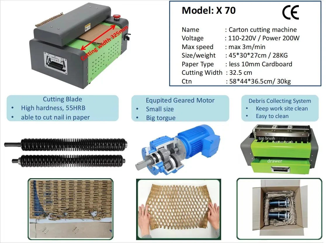 

X70 325mm Waste Cardboard Box Packaging Shredder Cutting Machine For Paper Fillers