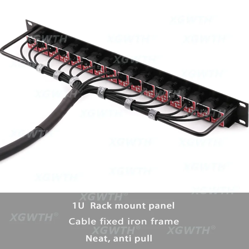 Rack Patch Panel 16 Way 3 Pole XLR Female Chassis Connnector 1U Flight Case Mount For Loudspeaker Audio Cable Multi-functional