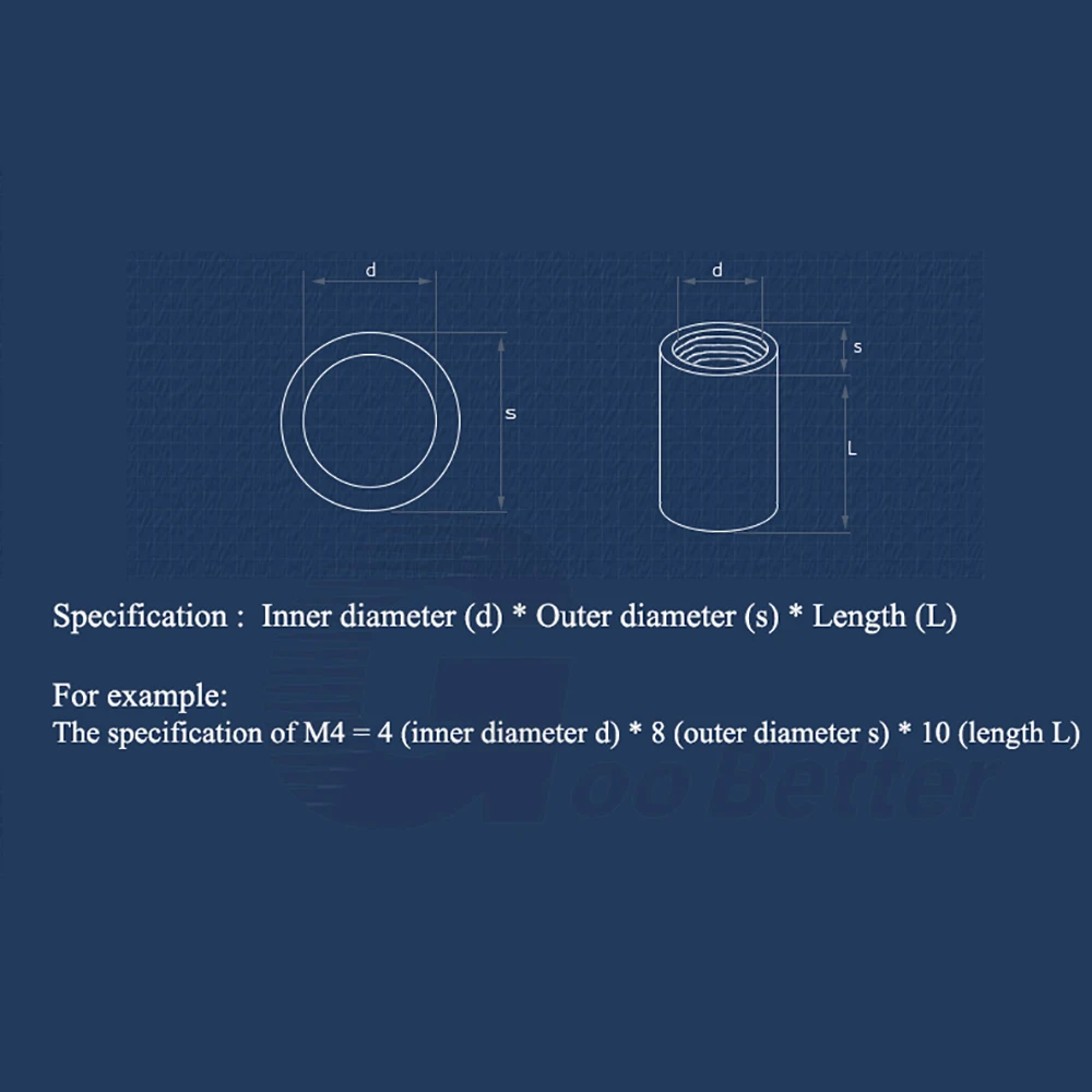 Écrou d'Accouplement Cylindrique allergique Vis Écrou 5Pcs Long Rond Kg M2-M12 Grade 6.8 304 Acier Inoxydable Rond Colonne Joint