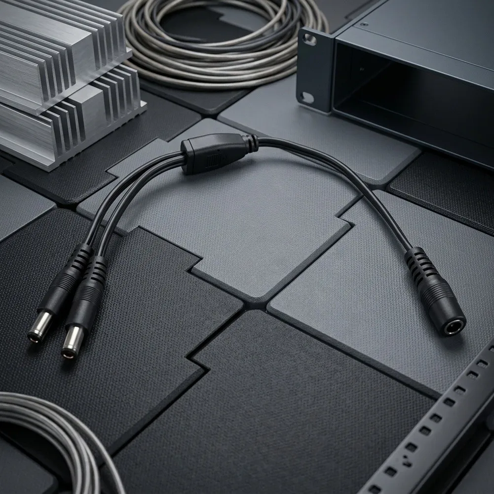 12V 15A Dual Male DC Power Splitter Cable Compatible with Common 12V DC Devices Including Cameras Radios and Fans