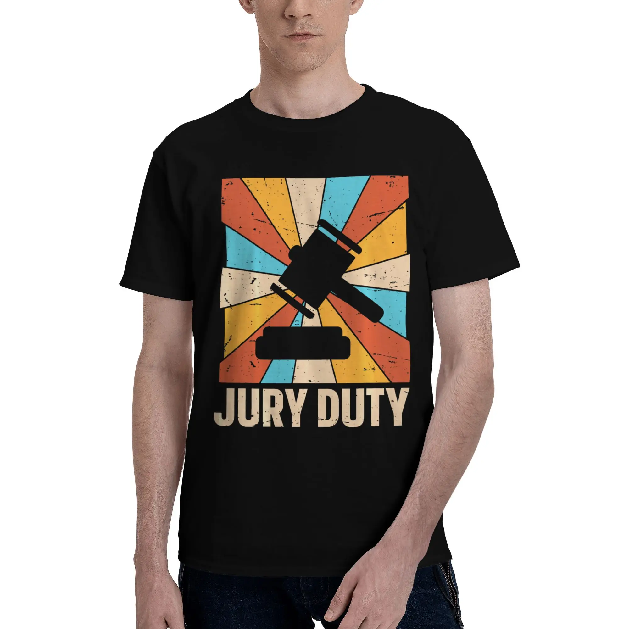 Vintage Style  Funny Graphic 100% Cotton T-Shirt Jury Duty Tees Tops For Men