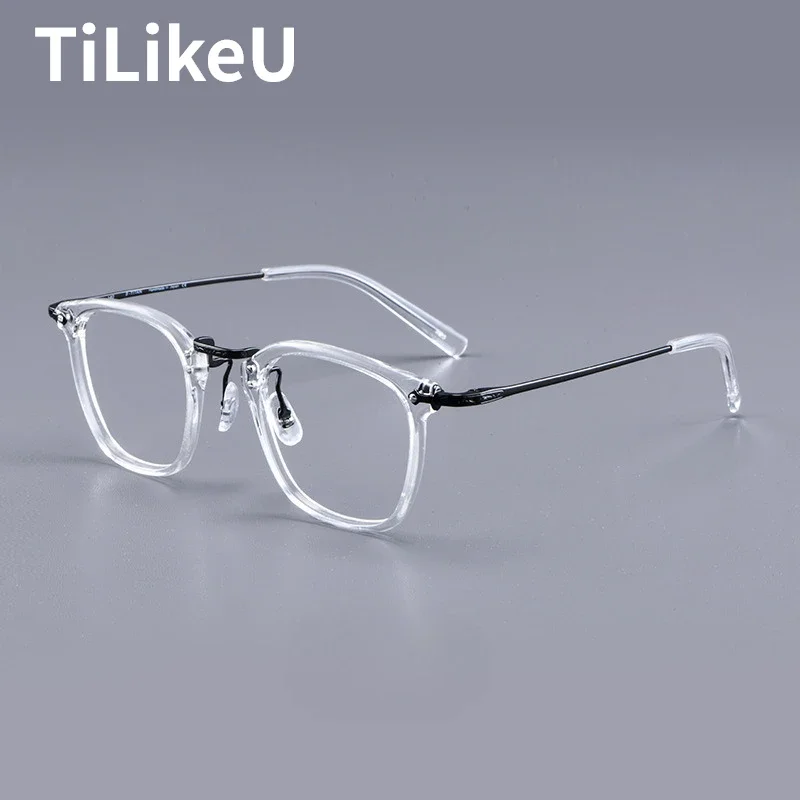 Luxury Designer Retro Oval Square Eyeglasses High Quality Handmade Titanium Acetate Men Women Prescription Optical Glasses Frame