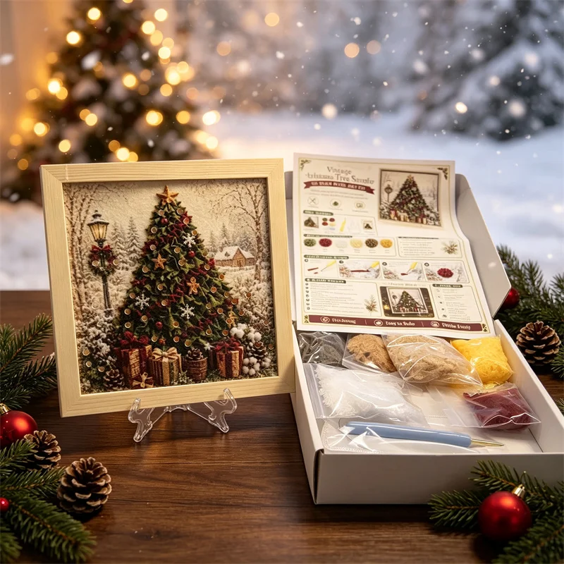3D Weihnachts-Stoff-Poke-Art-Set Vintage Handgemachte Feiertagsdekoration DIY Bastelset für Heimdekoration – Detail 7