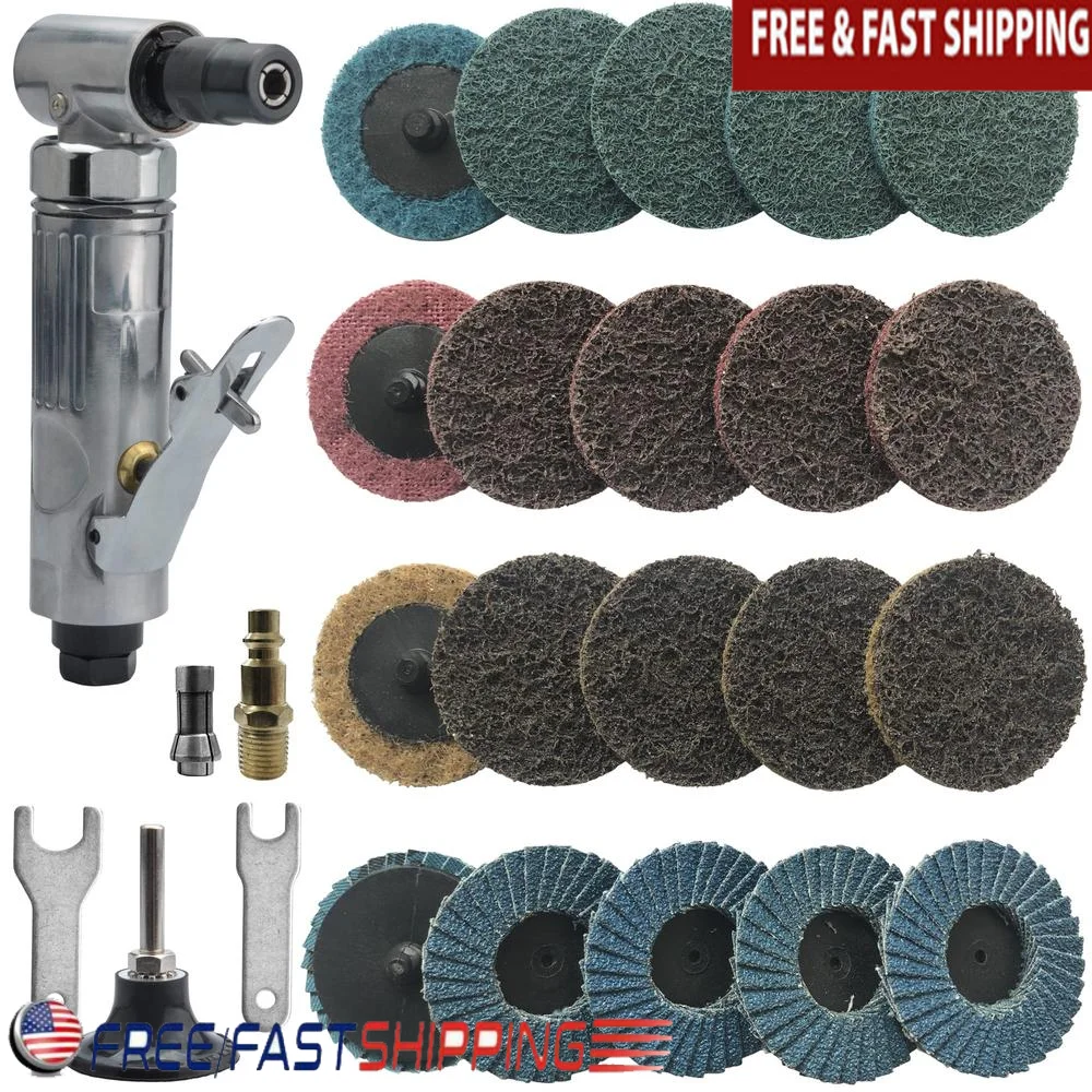 Luft-Stabschleifer, 20 Stück, Schleifscheiben, rechtwinklig, poliert, pneumatisches Werkzeug, Schleifset, ergonomisches Design, 90-Grad-Kopf, leicht