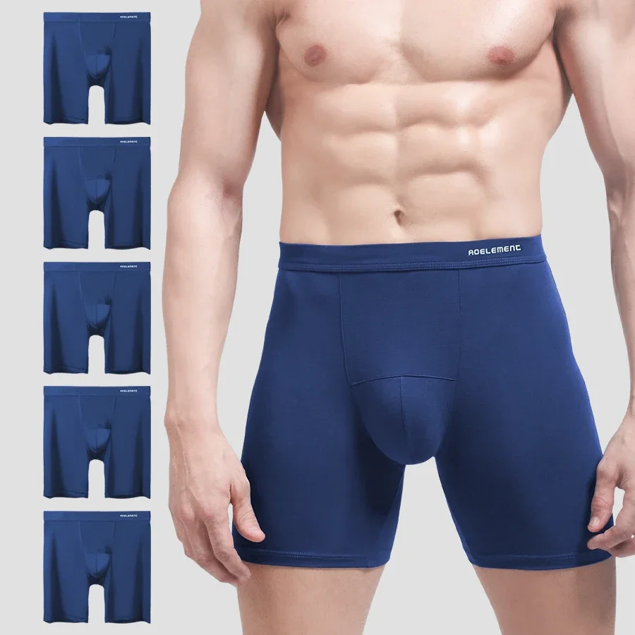 

5pcs Men's sports extended leg briefs Modell flat briefs running anti - wear leg quick-dry long boxer shorts
