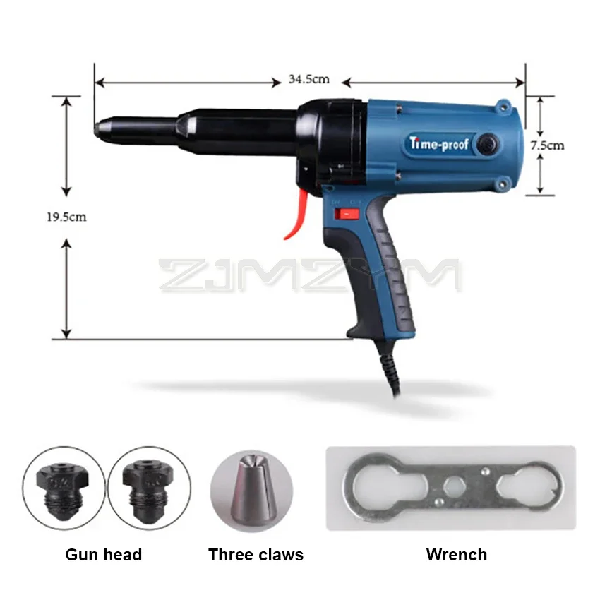 Remachadora eléctrica TAC500 de 220V, pistola de clavos eléctrica 8000N de 400W, adecuada para remaches ciegos de 3,2-5,0mm, alta calidad