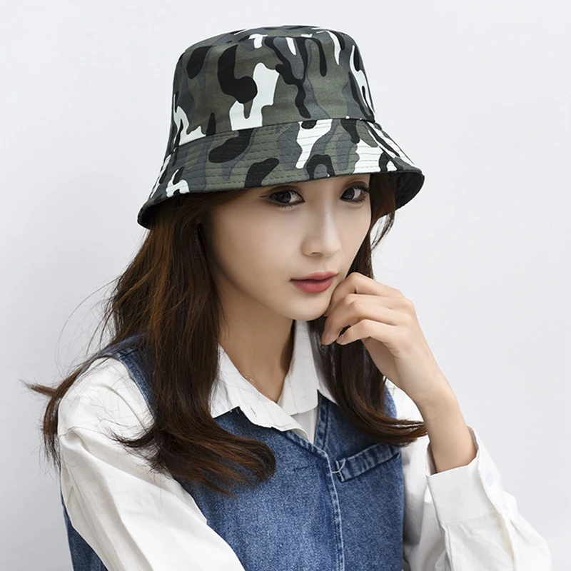 

8 Colors Camouflage Bucket Hat Short Brim Visors Foldable Portable Anti-UV Women Men Beach Sun Hat Summer Fisherman Cap