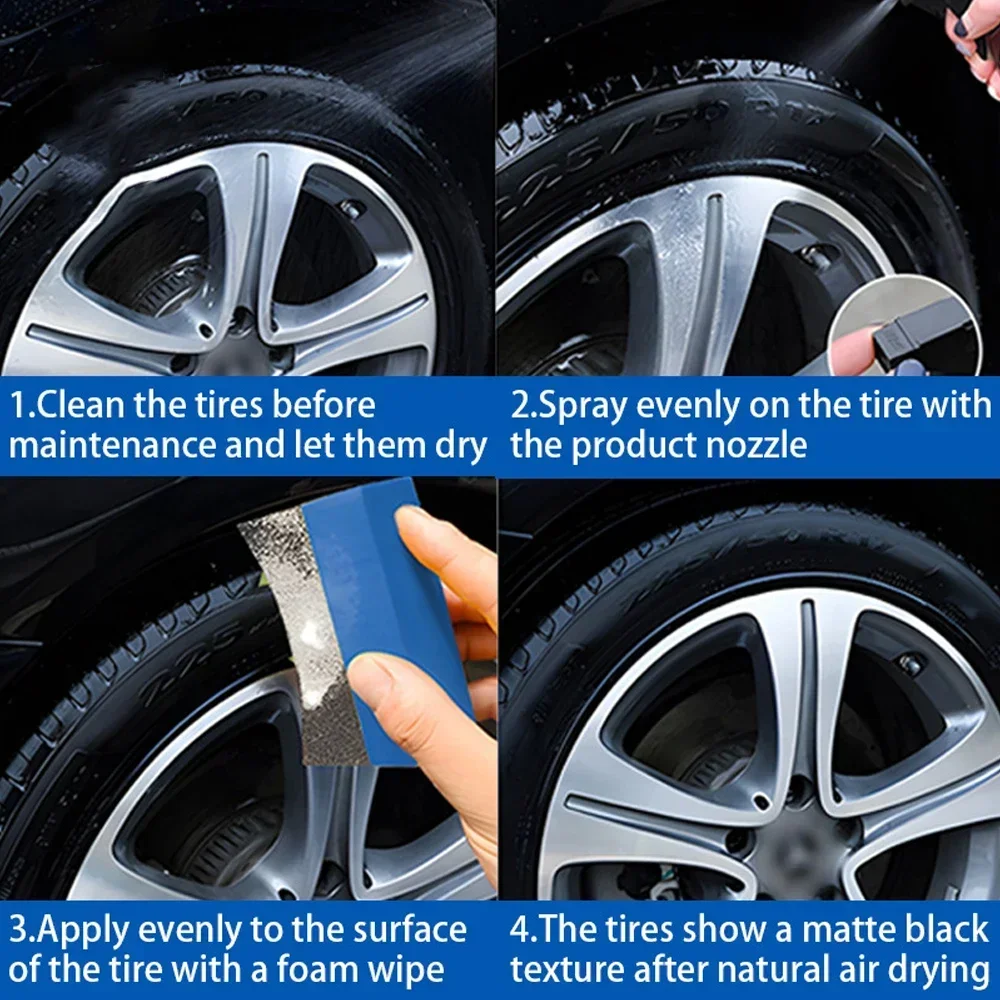 Car Tire Coating Agent Rubber Tyre Cleaning Retreading Dressing Spray Anti Cracking Long-lasting Protection Wax Tire Repair Tool