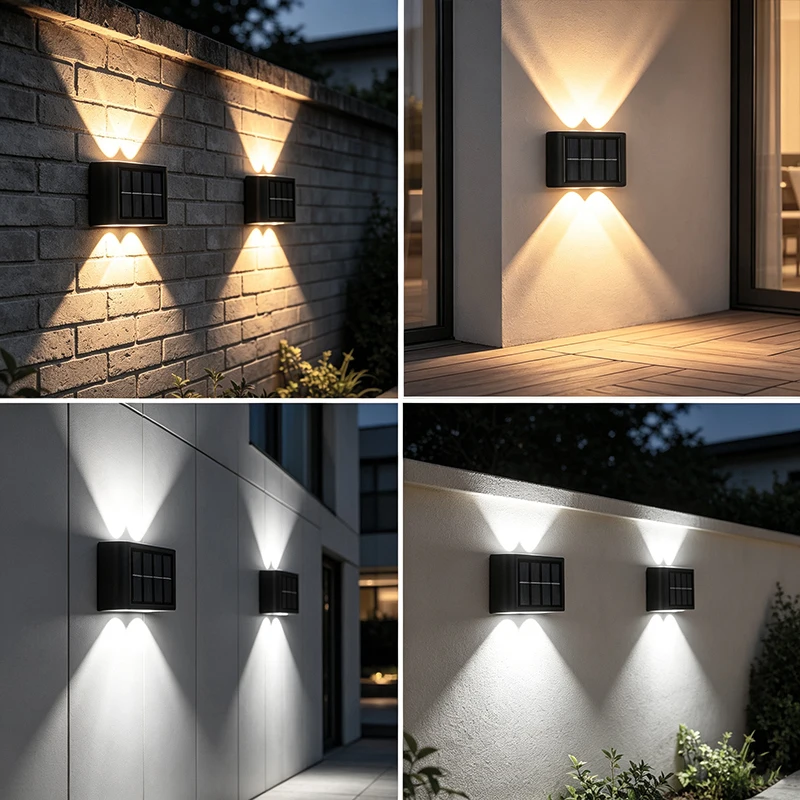 4/6/10 LEDs Solar Lights Up and Down Lighting Solar Wall Light Outdoor Waterproof LED Dusk To Dawn for Garden Balcony Decor