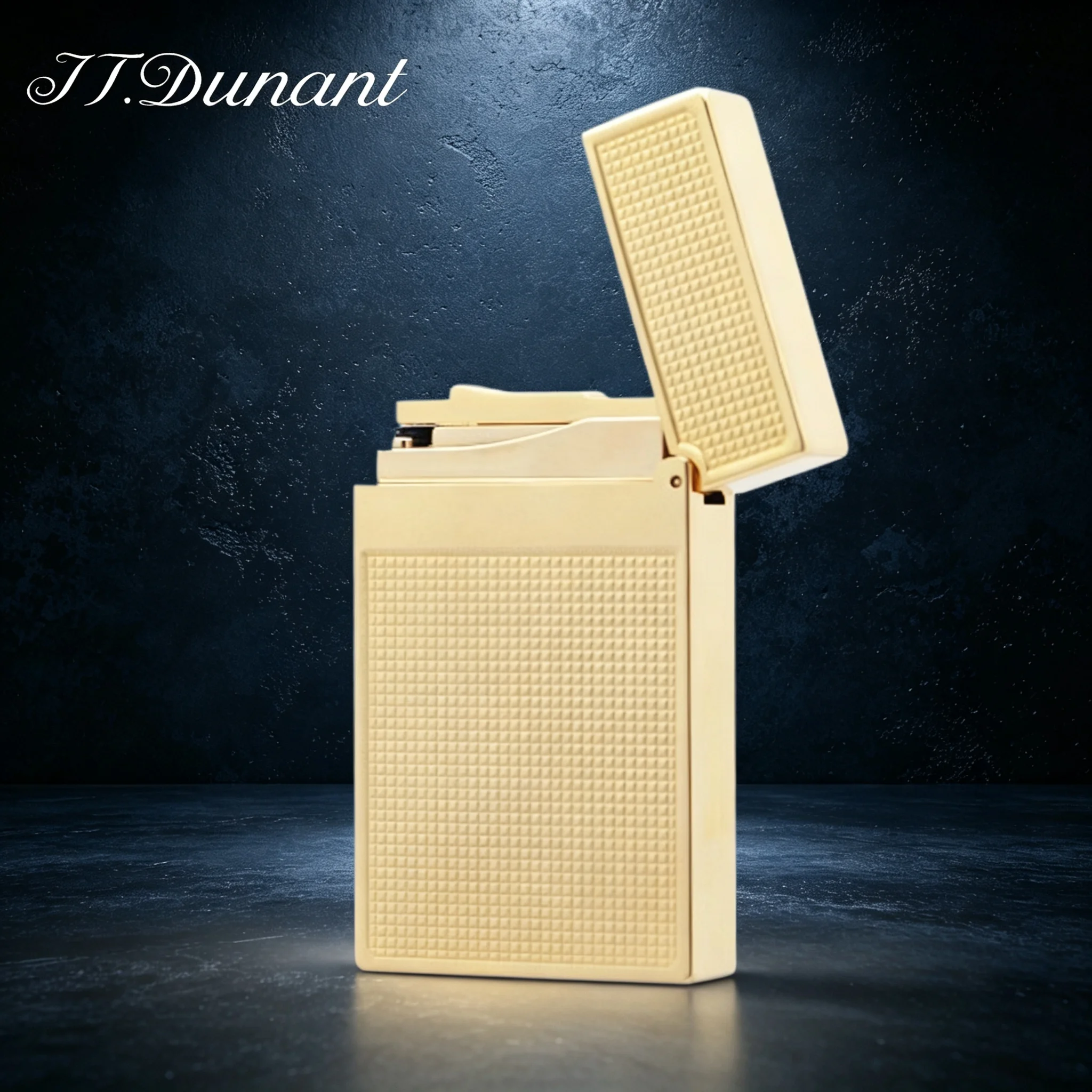 JT.Dunant Lighter Side Knurled Roller Wheel Classic Click Sound Brass Refillable Butane Gas Cigar Lighter Men Smoking Accessory