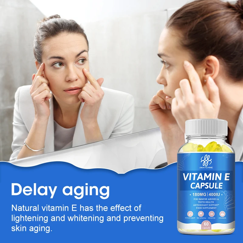 Oral Use Vitamin E Capsules Support Bones, Eyesight, Teeth, Hair and Nail Glowing Skin Vitamin E Supplement