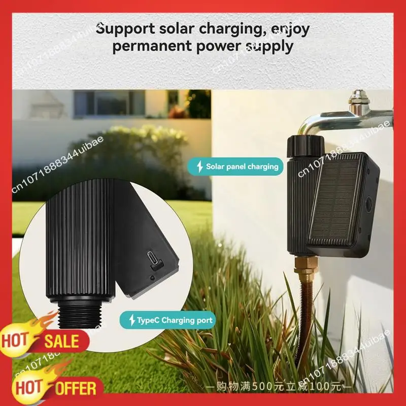 B47C Tuya 스마트 홈 Wifi 시간 제한 관개 워터 밸브 IP65 황동 입구가있는 방수 태양 광 발전 Irrigator US 인터페이스