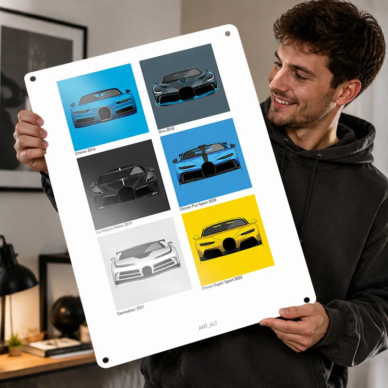 France Chiron Veyron Hypercar Supercar Printed Posters Personalized Metal Sign Dynamic Racing Design Wall Art For Living Room