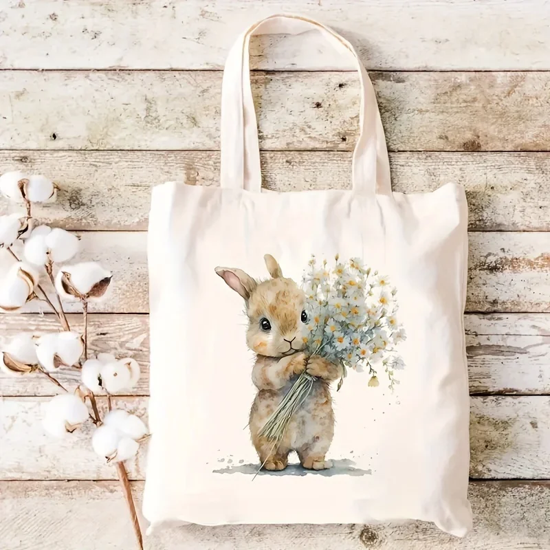 

Cute Rabbit Tote Bag Durable Handbag High-Quality Gift for Rabbit Lovers, Birthdays & Festivals, Festival Accessory Casual Style