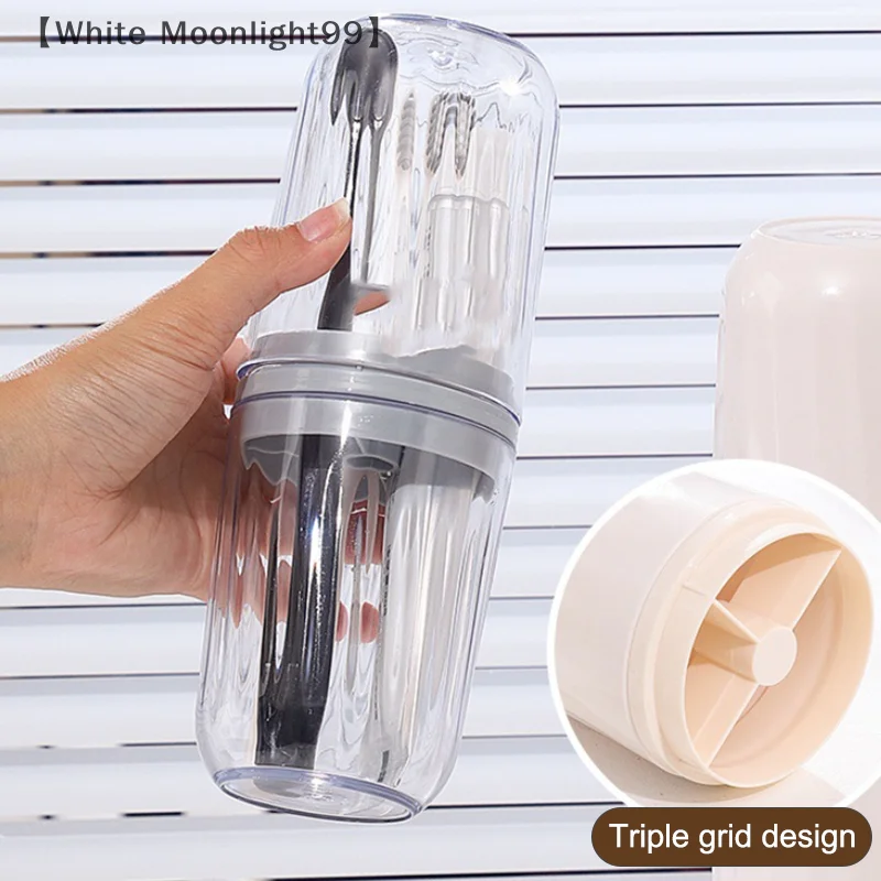 

tipoWhite Grupo Чехол для хранения зубных щеток Съемный дизайн Подставка для зубных щеток с отделением для сухой и влажной уборки 2 в 1, чашка для полоскания рта, пылезащитный держатель