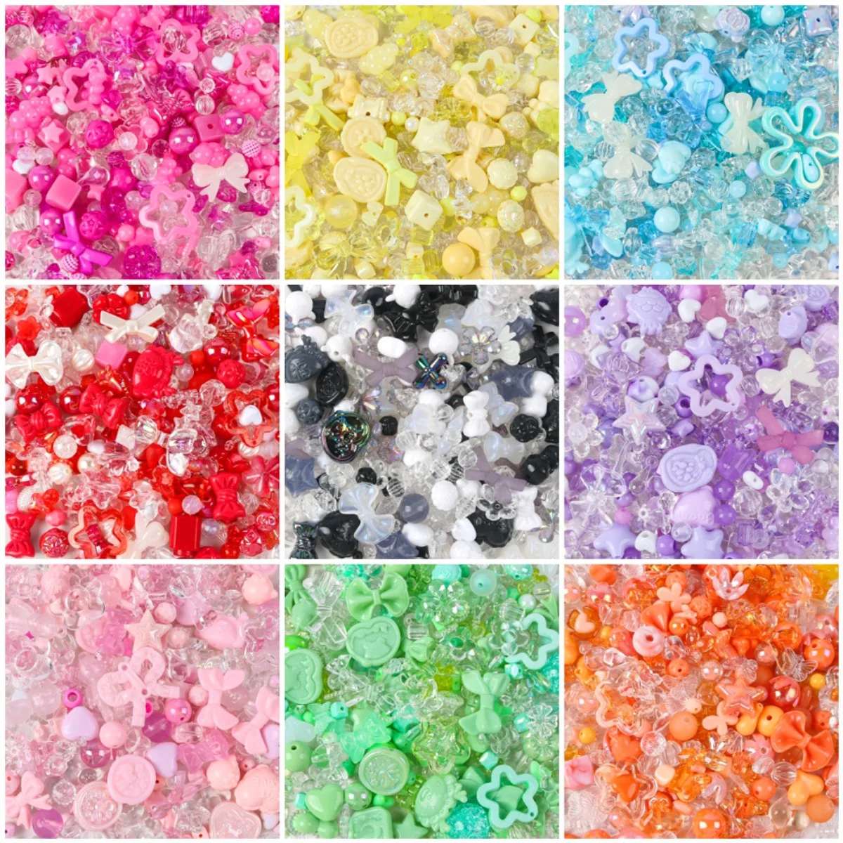 1bag Mixing Style Candy Color Acrylic Beads For DIY Handmade Bracelet Jewelry Making Phone Chain Accessories
