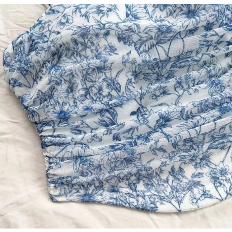 ฤดูร้อนผู้หญิงชุดว่ายน้ําบิกินี่ 2 ชิ้นแฟชั่นSuspenderพิมพ์Tie Up Hollow Out Slit Beach Holidayชุดว่ายน้ําสําหรับหญิง