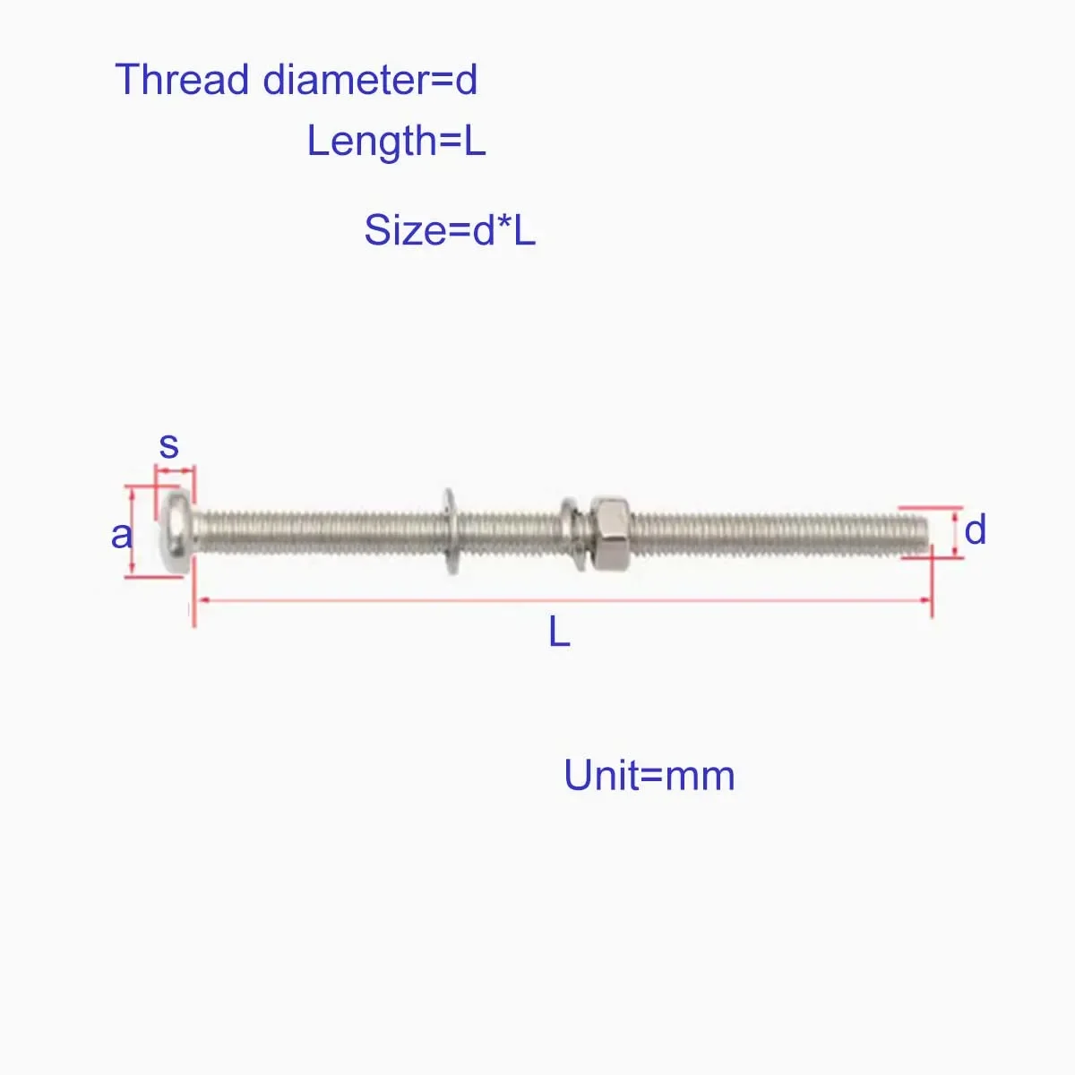 

304 Stainless Steel Extended Screw, Nail, Gasket, Nut, Cross Combination Set