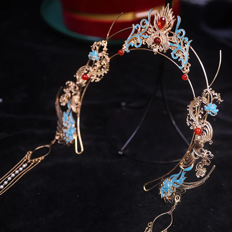 Ancient Style Princess Wedding Goddess Hair Crown Exotic Dunhuang Headwear with Flying Apsara Hairpin Forehead Decor Hair Access