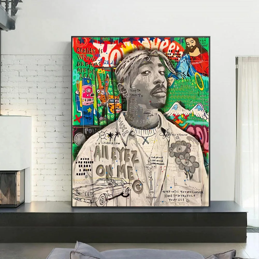 

Graffiti Pop Art Singer Hip Hop Portrai Poster Painting Canvas Print Wall Picture For Living Room Home Decoration