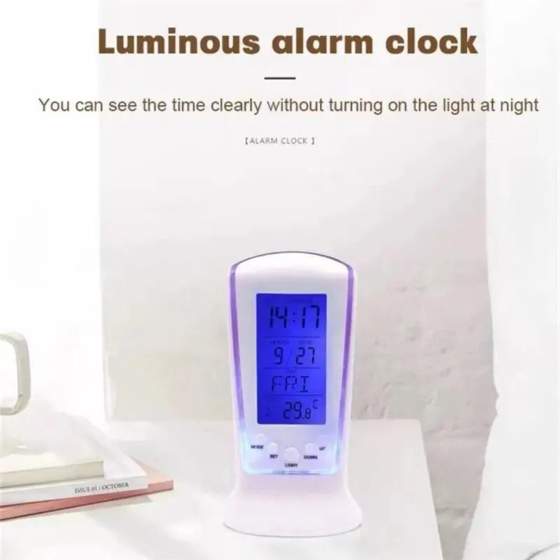 Electronic Calendar Thermometer LED Clock Digital Calendar Home Temperature Led Digital Alarm Clock With Blue Backlight