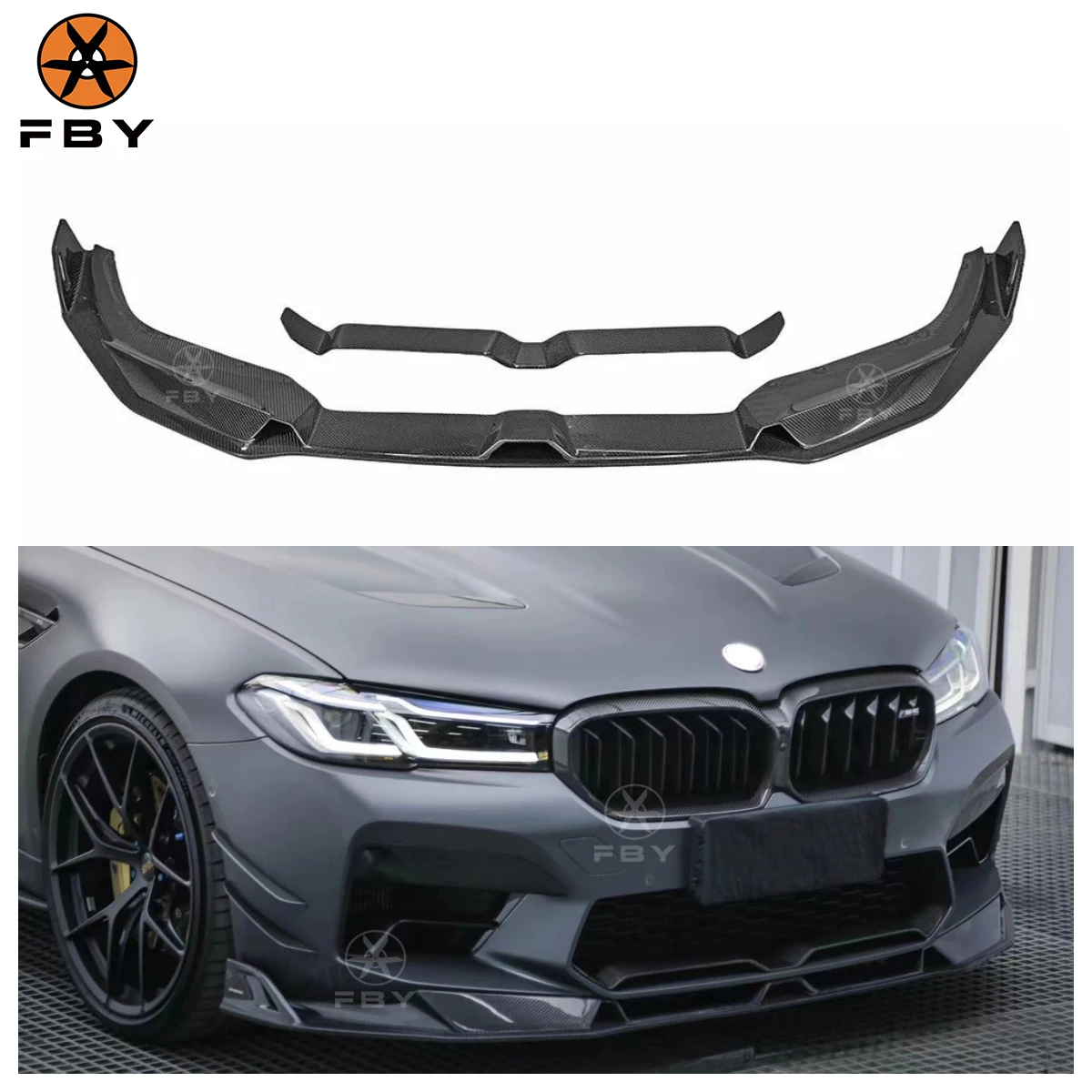 High Quality AE Style Carbon Fiber Front Bumper Lip for  5 Series G30 F90 M5 LCI 2020-2023 Carbon Fiber Front Lip