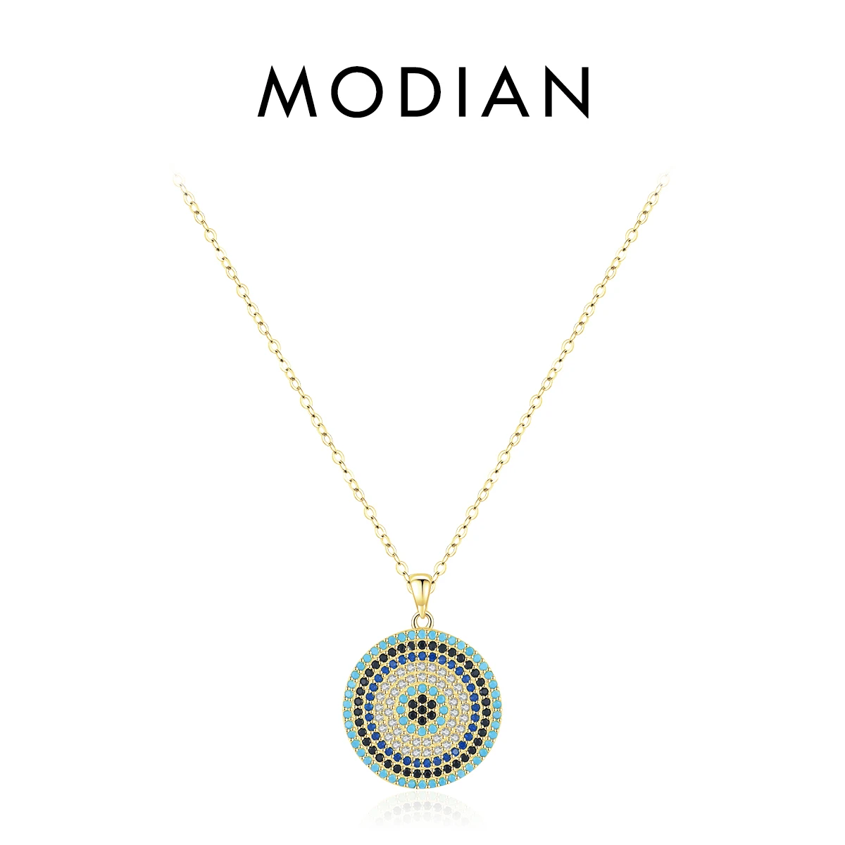 MODIAN Halskette aus 925er-Sterlingsilber, sexy Wimpern, der Hand von Fatima, türkisfarbener Anhänger, glückliches blaues Auge, Halskette für Frauen, edler Schmuck, Geschenk