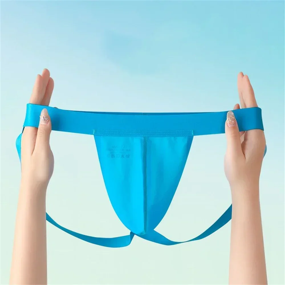 

Pouch Thong Enhancing Low Waist Men Underwear Sexy Ice Silk G-String Jockstraps Breathable Nylon Seamless Underpants